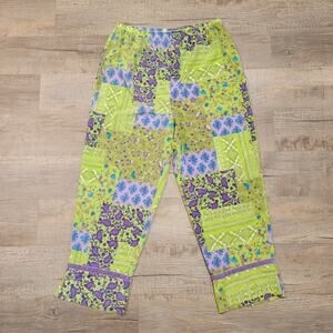 Coldwater Creek Size Large Patchwork Floral Pants Pull On Stretch Cottagecore
